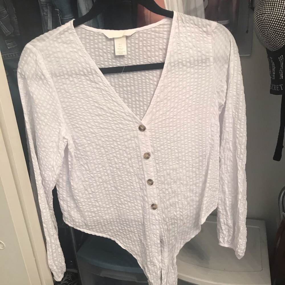 H&M tie front blouse